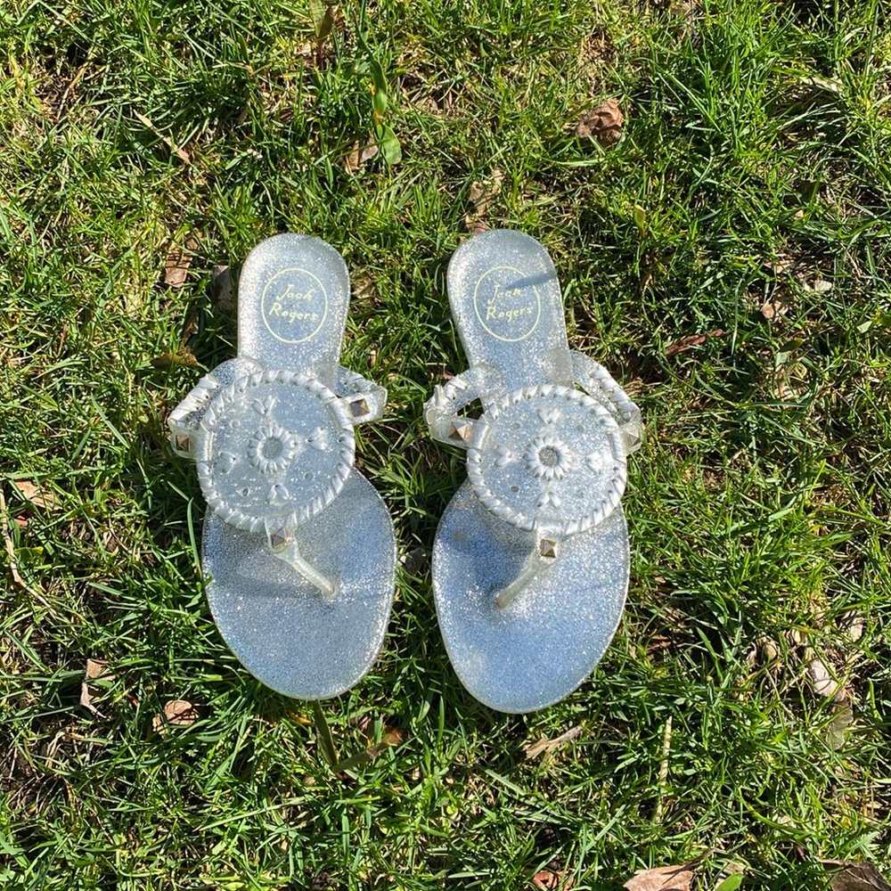 Jack Rogers silver thong sandals